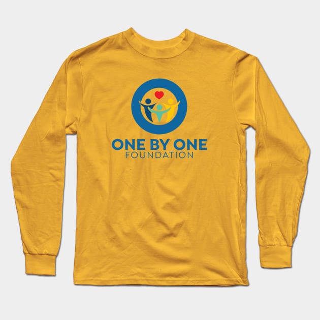 One By One Foundation - Blue Logo & Lettering Long Sleeve T-Shirt by onebyonefoundation